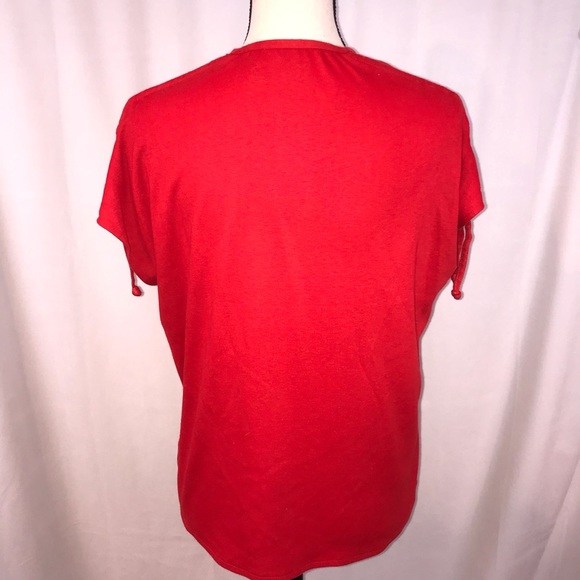Vintage 70’s red v neck tie sleeve cotton top - Picture 9 of 9